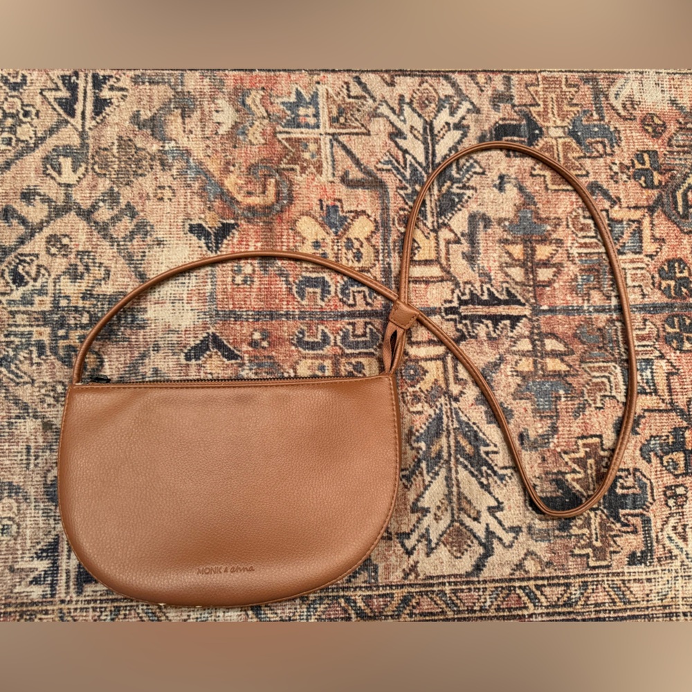 Monk + Anna taupe/mauve Faux Leather Shoulder Bag
